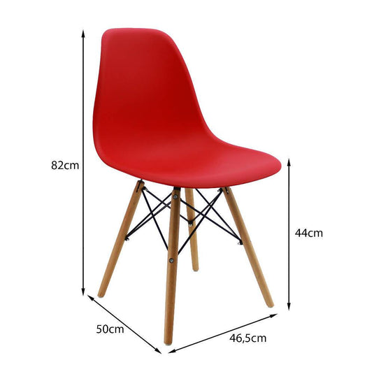 Kit por 2 sillas Eames Patas En Madera para comedor, sala, restaurante - Roja