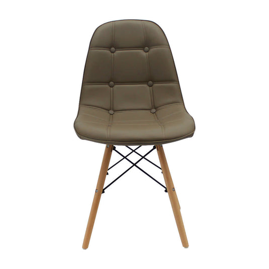 Kit por 4 Silla Botones Eames Acolchada - Beige