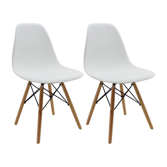 Kit por 2 sillas Eames Patas En Madera para comedor, sala, restaurante - Blanca