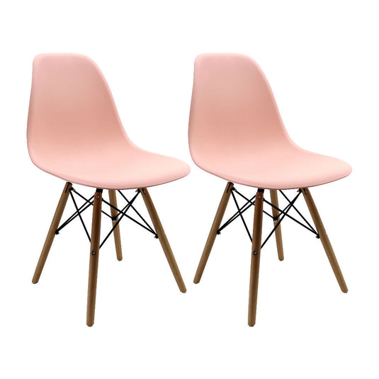 Kit por 2 sillas Eames Patas En Madera para comedor, sala, restaurante - Salmón