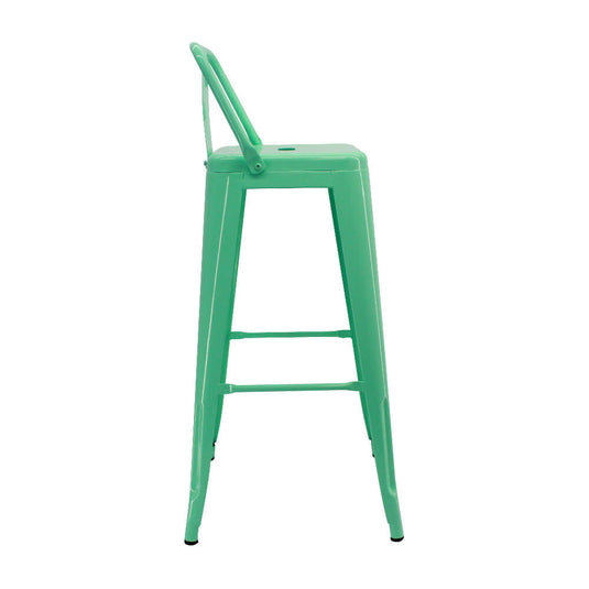 Butaco Alto Tolix Con Espaldar Tipo Bar - Verde Menta