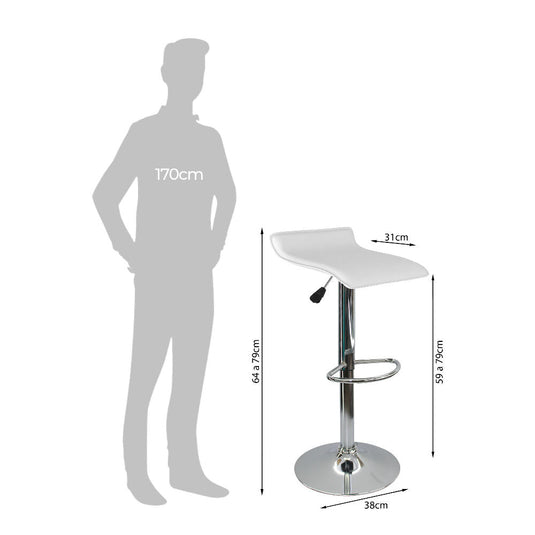 Kit por 2 Silla Tapizada Lisa Tipo Bar - Blanca