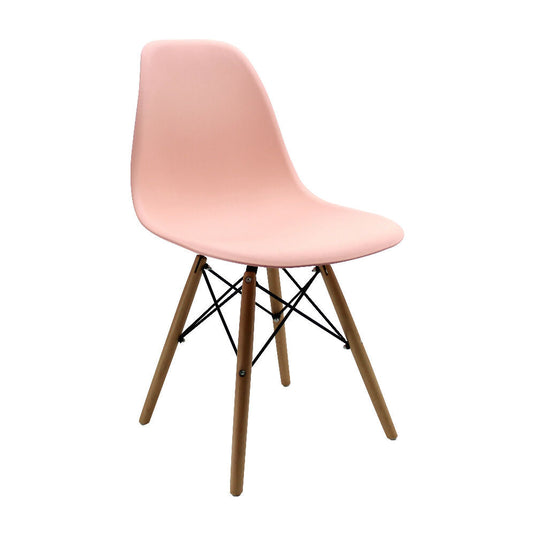 Kit por 2 sillas Eames Patas En Madera para comedor, sala, restaurante - Salmón