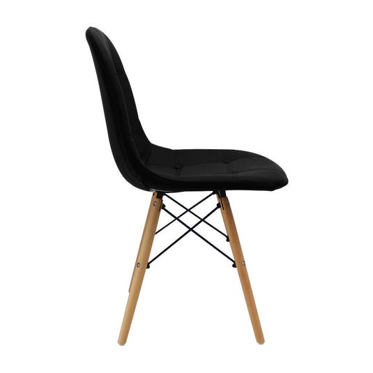 Kit por 4 Silla Botones Eames Acolchada - Negra