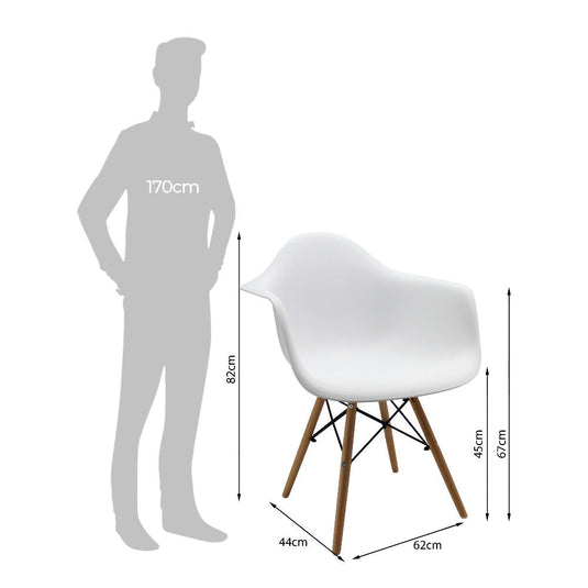 Silla Eames Con Brazos Patas en Madera - Blanca