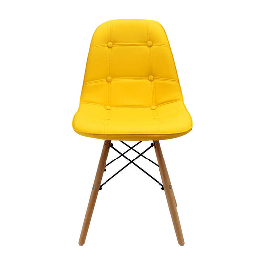 Kit por 2 Silla Botones Eames Acolchada - Amarilla