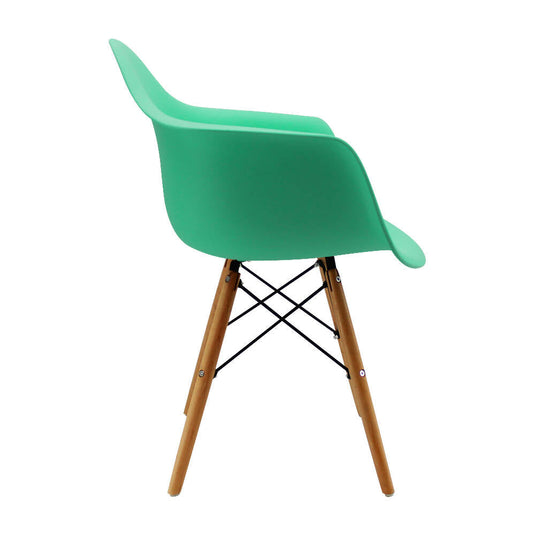 Kit por 4 Silla Eames Con Brazos Patas en Madera - Verde Menta